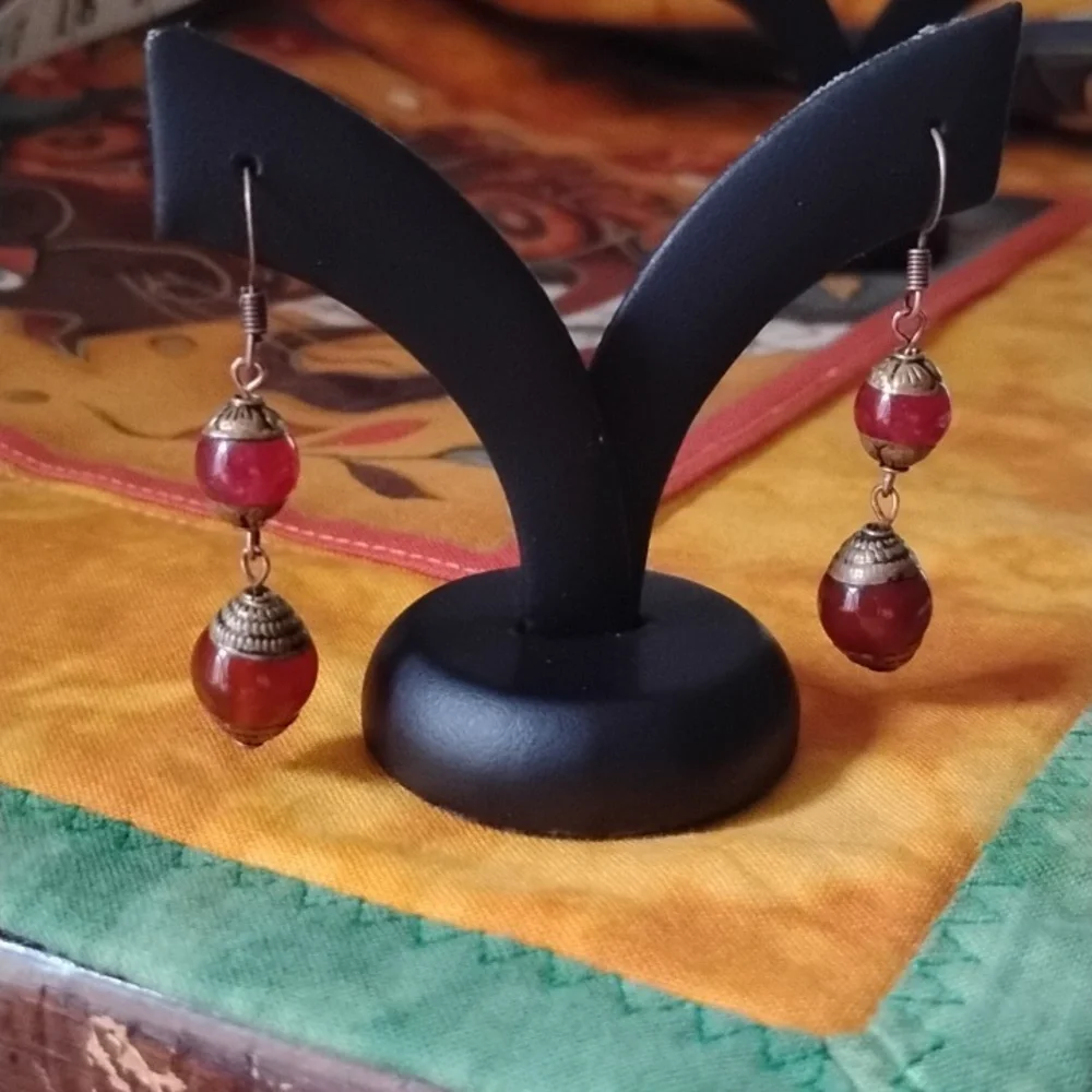 Hand Crafted Vintage Tibetan Beaded Earrings - Picture 4 of 4